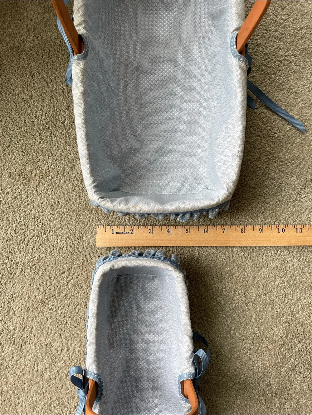 Longaberger Brown Basket Pair with Blue liner